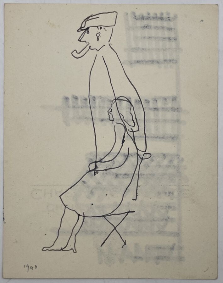 SLAVKO KOPAČ (1913-1995) - Visages, stylos et collages sur papier, cachet du mo…
