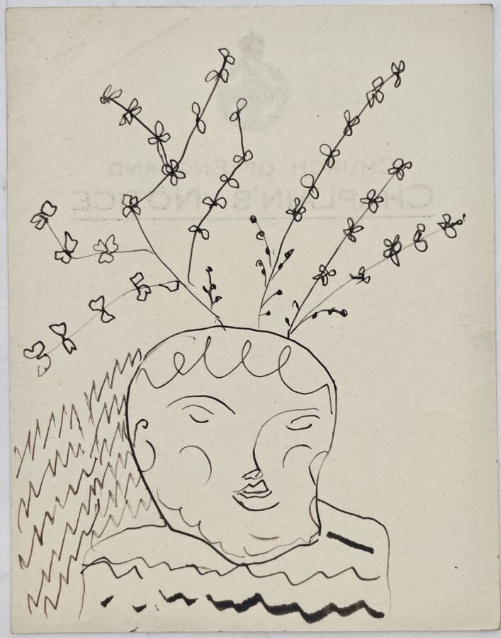 SLAVKO KOPAČ (1913-1995) - Visages, stylos et collages sur papier, cachet du mo…