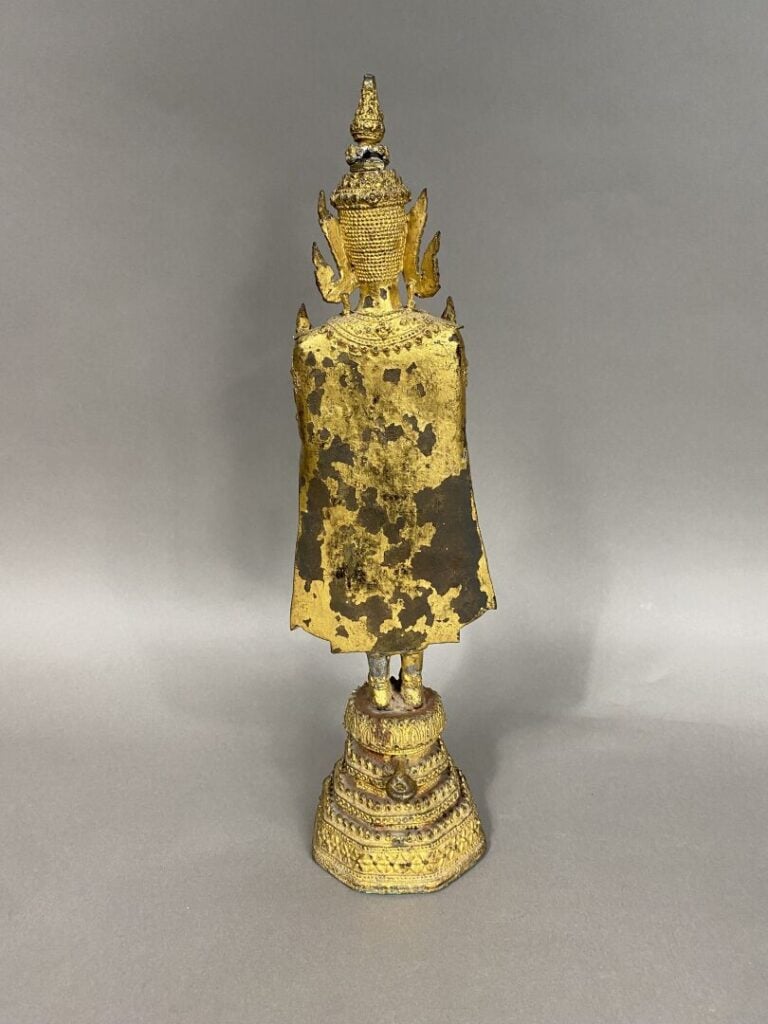 Thaïlande, Rattanakosin, Fin XIXème - Statue en bronze doré représentation boud…
