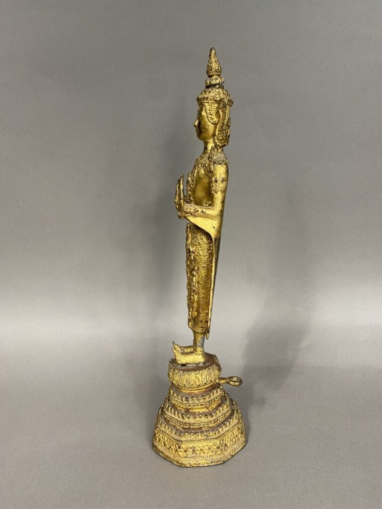 Thaïlande, Rattanakosin, Fin XIXème - Statue en bronze doré représentation boud…