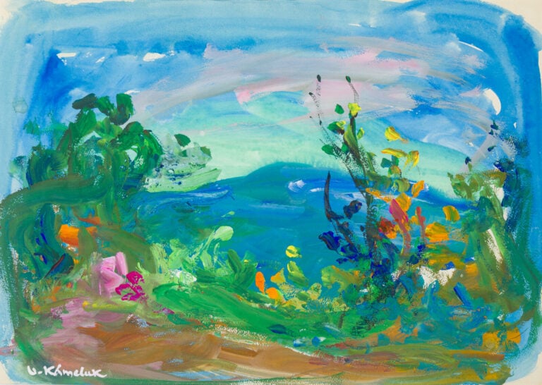 VASYL KHMELUK, (1903-1986) - Paysage florale, - Gouache sur papier, signée en b…