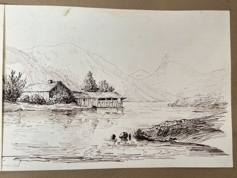 ALBUM contenant environ 38 dessins au crayon ou à la plume vers 1845/46 - (Couv…