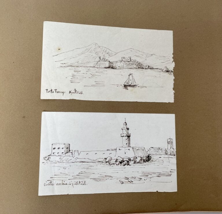 ALBUM contenant environ 38 dessins au crayon ou à la plume vers 1845/46 - (Couv…