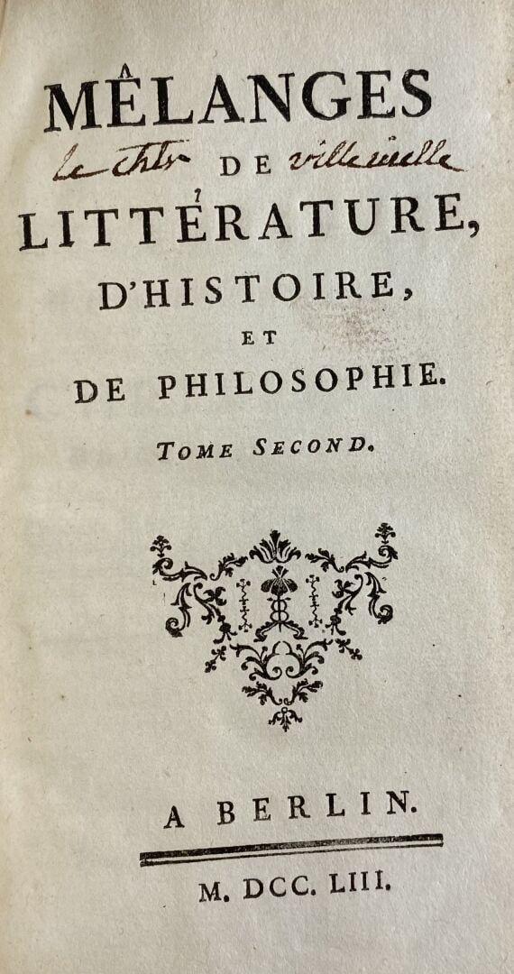 ALEMBERT (Jean Le Rond d'). - Mélanges de Littérature, d'Histoire, et de Philos…