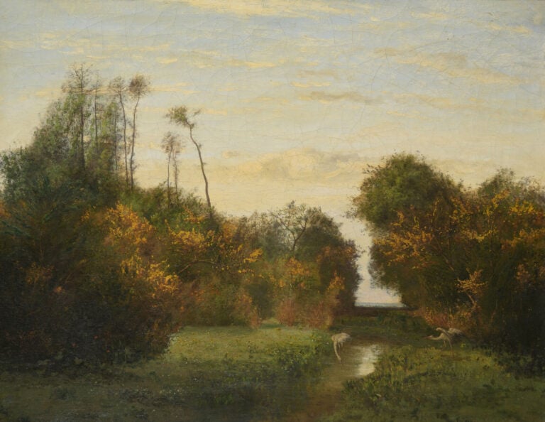 Antoine CHINTREUIL (1814-1873) - Paysage animé de hérons - Huile sur toile, sig…