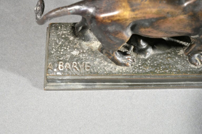 Antoine-Louis BARYE (1796-1875), dans le goût - Lion couché - Epreuve en bronze…