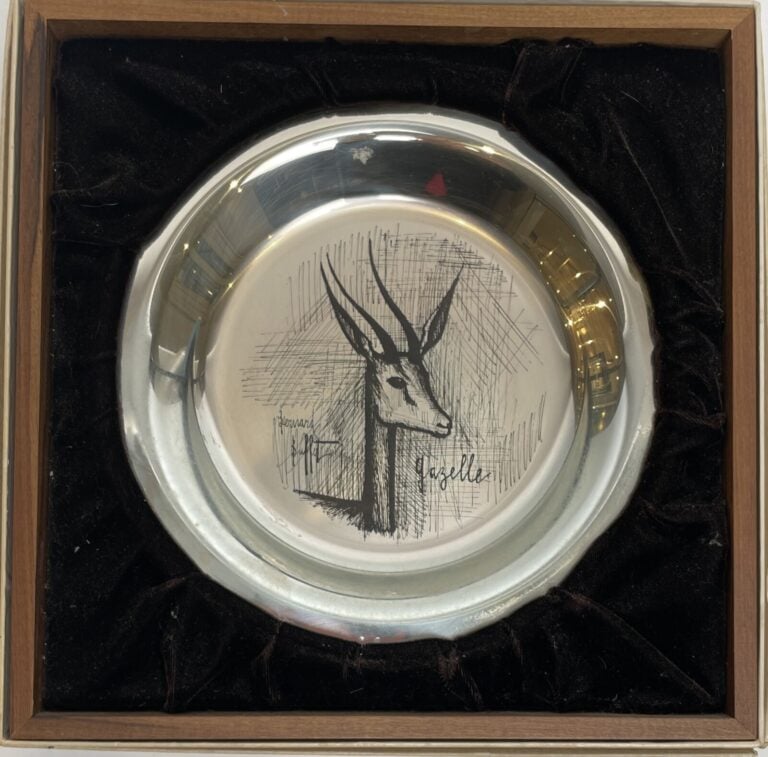 Bernard BUFFET (d'après) - Assiette en argent 1er titre à décor gravé à l'eau-f…