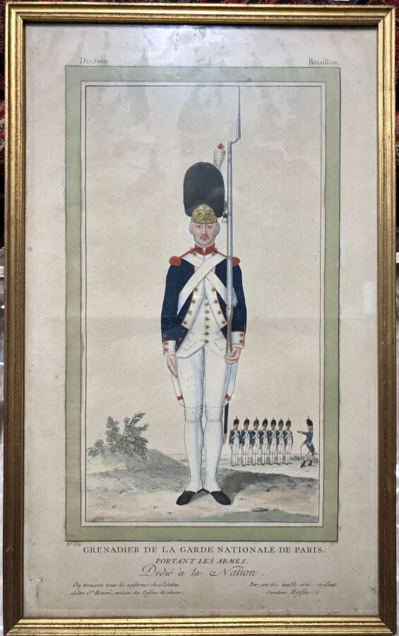 École du XIXème siècle - La mariée au bras du soldat. - Encre et aquarelle. - 8…