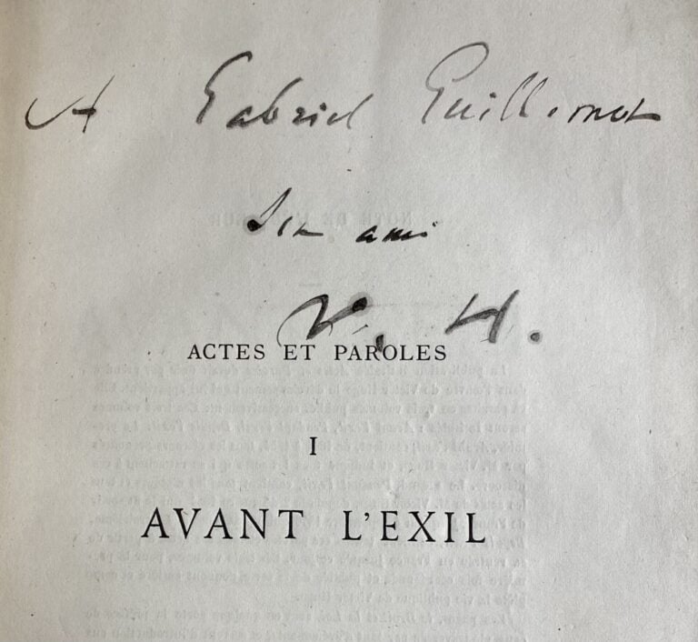 [ENVOI AUTOGRAPHE de Victor HUGO, sur une EDITION ORIGINALE de "Avant l'exil"]…