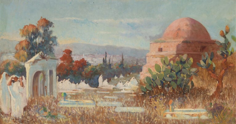 Félix GUYOT-GUILLAIN (1878-1960) - Le cimetière du Djellaz à Tunis - Huile sur…