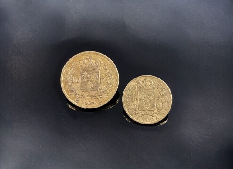 France -Charles X (1824-1830) - Lot de deux monnaies en or comprenant : - - Une…