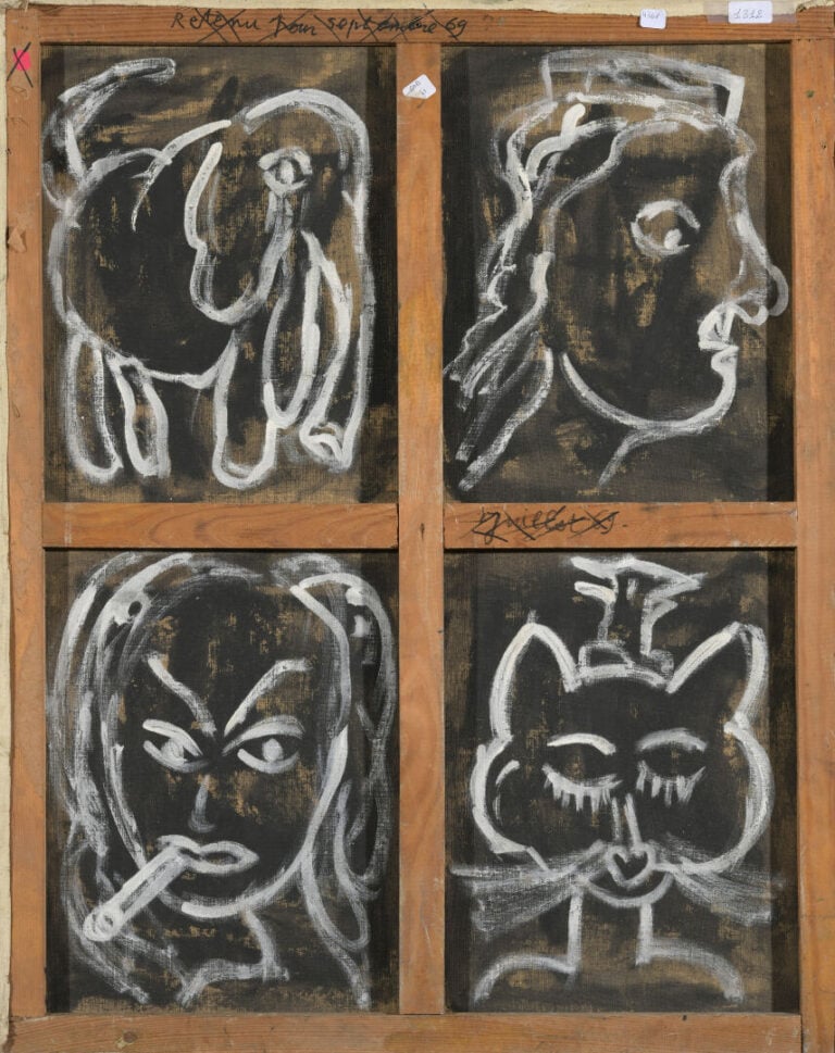 François OZENDA (1923-1976) - Visage, 1969 - Technique mixte et collage sur toi…