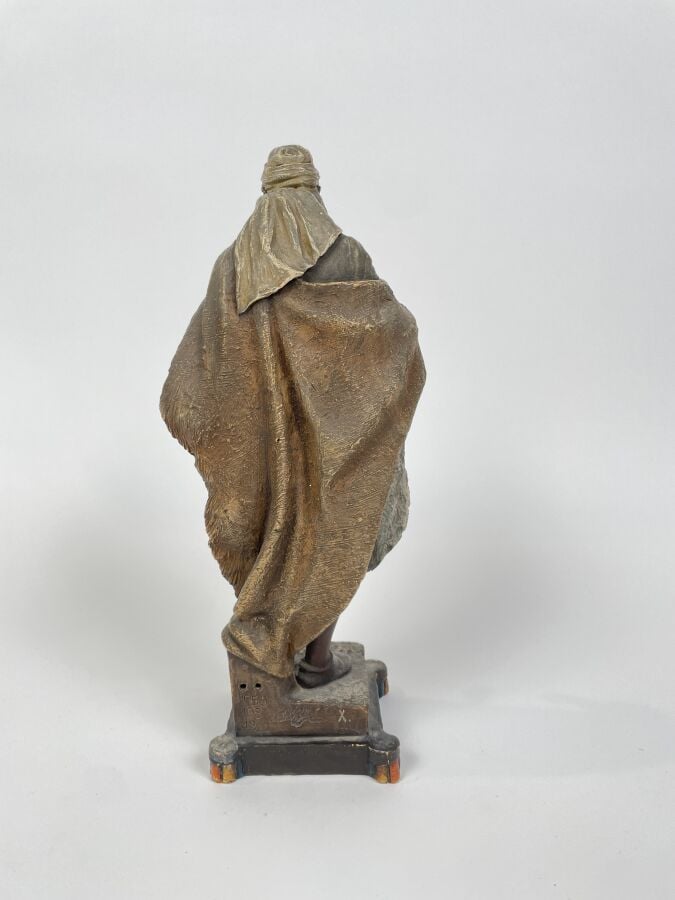 GOLDSCHEIDER - le chasseur oriental - Terre cuite polychrome, signée - Hauteur…