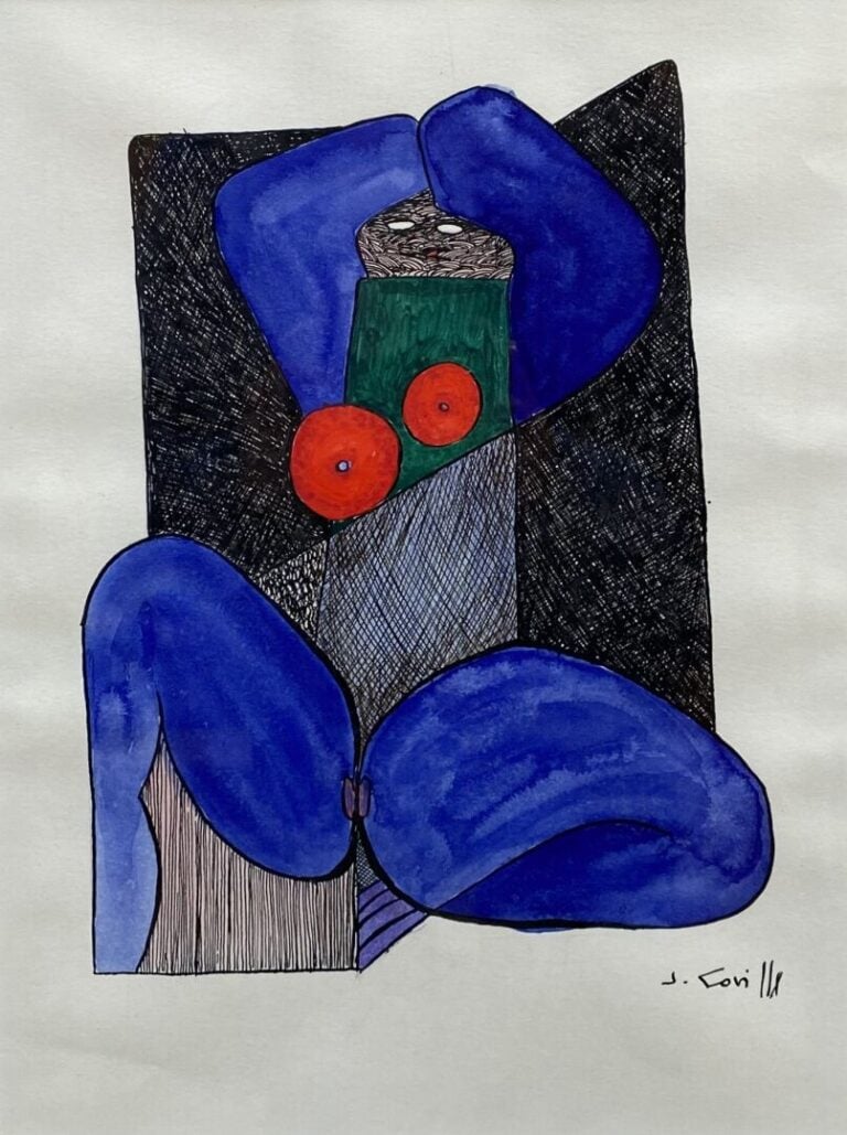 Jacky COVILLE (Né en 1936) - Femme composée, 1998 - Encre et aquarelle sur papi…
