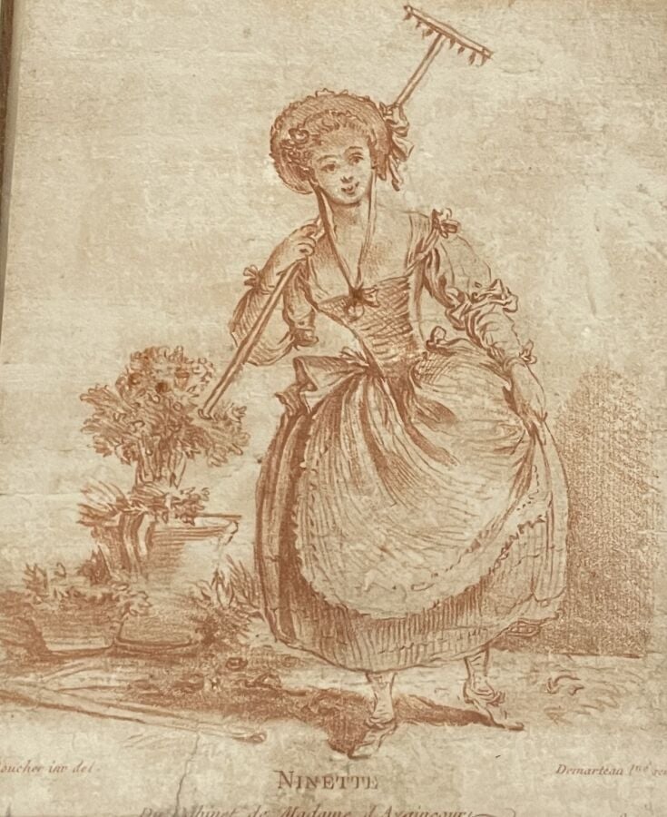 Lot de gravures comprenant : - 1/ Ninette, gravure d'après Boucher/Demarteau (a…
