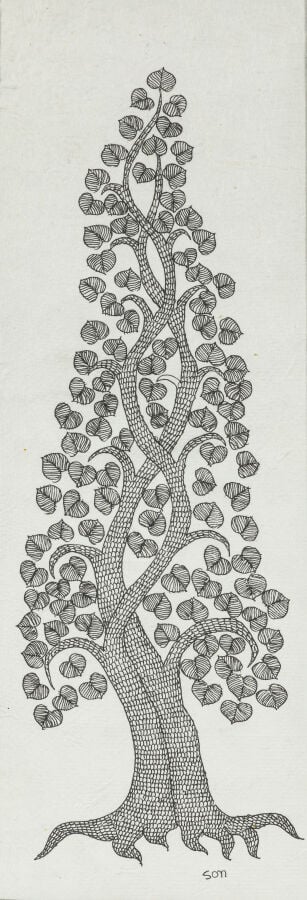 Lot de quatre œuvres : - - - SON (XXéme siècle) - Arbre de vie cambodgien - Enc…