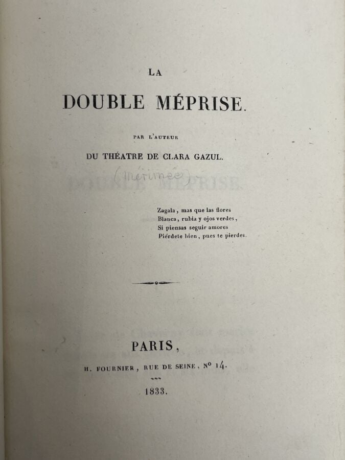MERIMEE, Prosper - La double méprise - Paris - H. Fournier - 1833 - 1/2 maroqui…