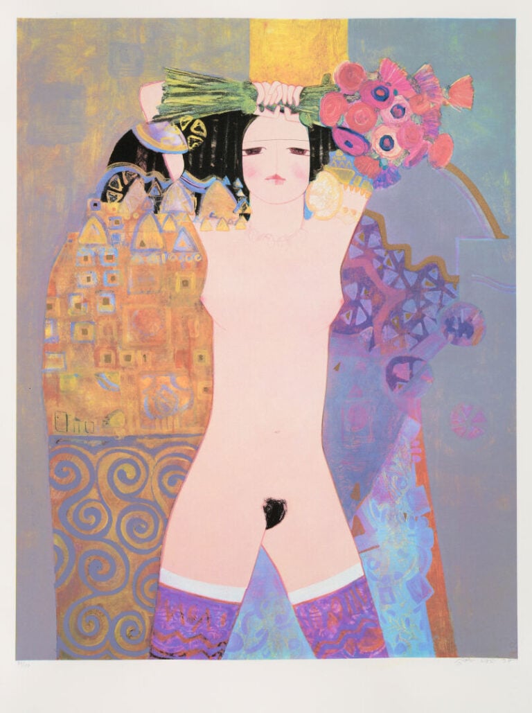Mohajer DARIUSH (né en 1944) - Odalisque au bouquet de fleurs - Deux lithograph…