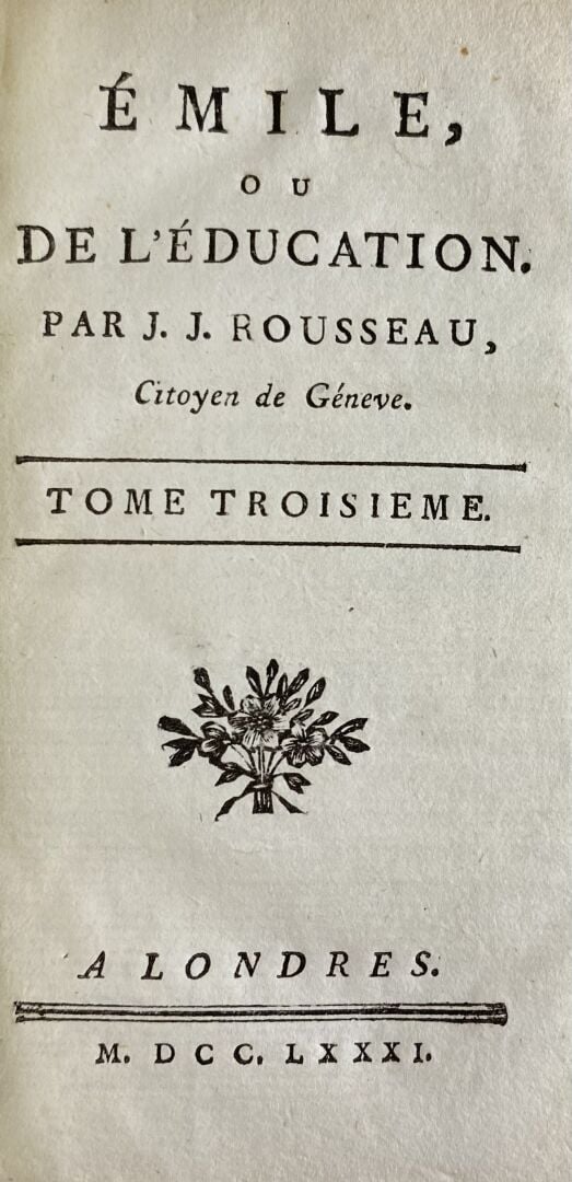 ROUSSEAU Jean Jacques - Émile, ou de l'Éducation - Londres, 1780. - 4 vols. in-…