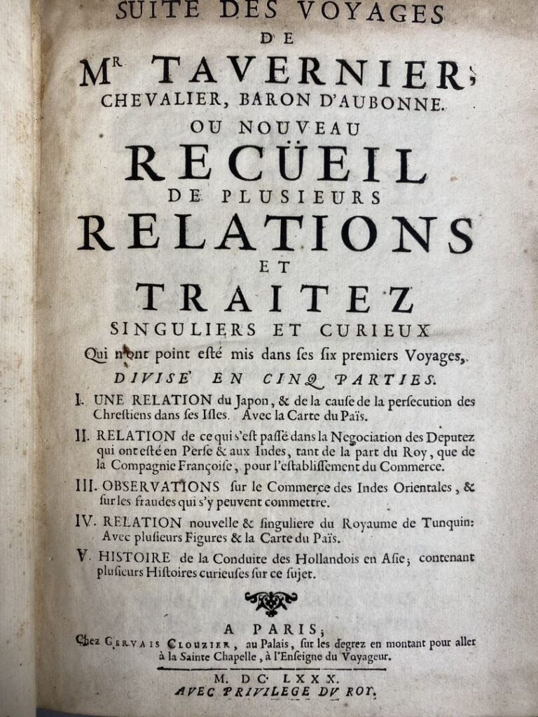 TAVERNIER (Jean-Baptiste) Les Six voyages [...] qu'il a faits en Turquie, en Pe…