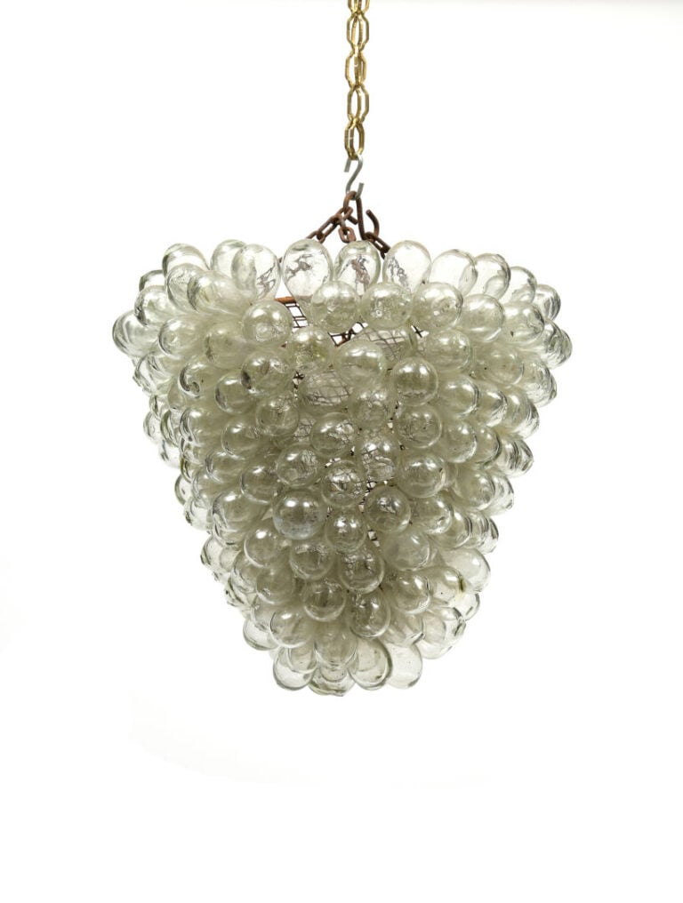 Travail italien - Lustre, structure métallique agrémentée de gouttes d'eau en v…