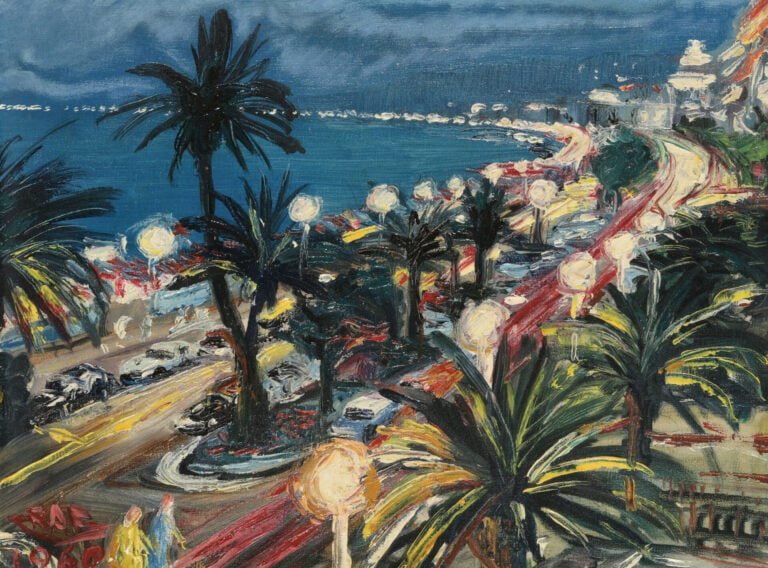 Yvon GRAC (né en 1945) - La Promenade des Anglais, vue de nuit - Huile sur pann…