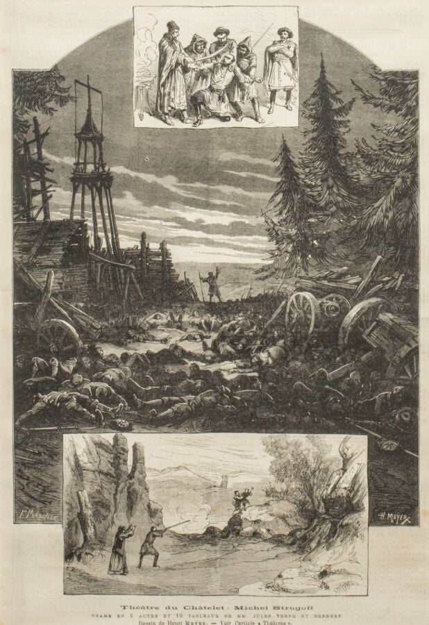 2 gravures pour Michel Strogoff au Théâtre du Châtelet. - Dessin d'Adrien Marie…