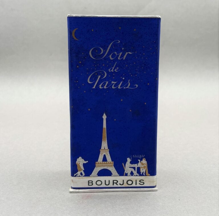 3 flacons : - - - BOURJOIS, "Soir de Paris", (1935), flacon gourde en verre ble…
