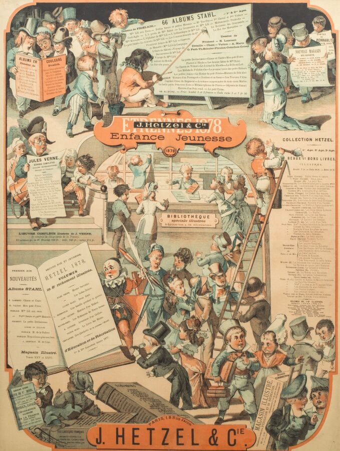Affiche Hetzel pour les Étrennes 1878 dite « Les P'tits bouts d'hommes ». Paris…