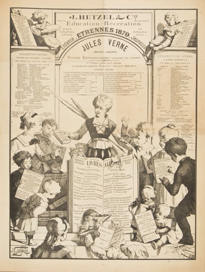 Affiche Hetzel pour les Étrennes 1879 dite « La Fée des livres ». Paris, J. Het…
