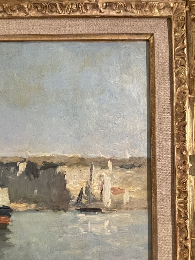 Albert - Marie LEBOURG (1849-1928) - Port de Dieppe - Vapeur amarré, 1881 - Hui…