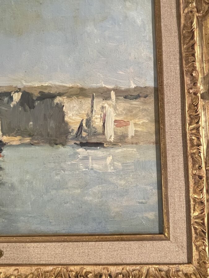 Albert - Marie LEBOURG (1849-1928) - Port de Dieppe - Vapeur amarré, 1881 - Hui…