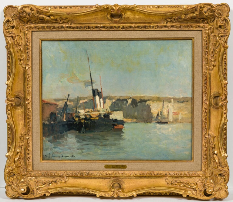 Albert - Marie LEBOURG (1849-1928) - Port de Dieppe - Vapeur amarré, 1881 - Hui…