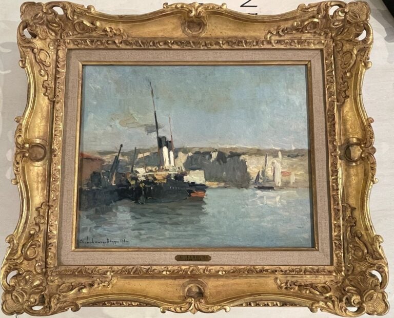 Albert - Marie LEBOURG (1849-1928) - Port de Dieppe - Vapeur amarré, 1881 - Hui…