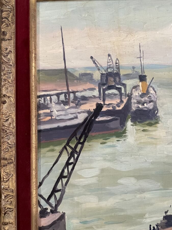 Albert - Marie LEBOURG (1849-1928) - Port de Dieppe - Vapeur amarré, 1881 - Hui…