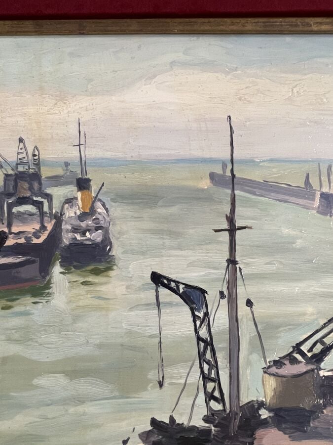 Albert MARQUET (1875-1947) - Port d'Alger - Huile sur panneau, signée en bas à…