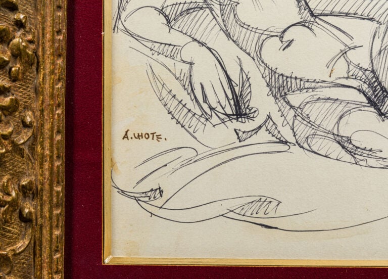 André LHOTE (1885-1952) (04433) - Femme nue allongée - Stylo bille sur papier,…
