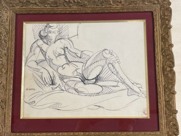 André LHOTE (1885-1952) (04433) - Femme nue allongée - Stylo bille sur papier,…