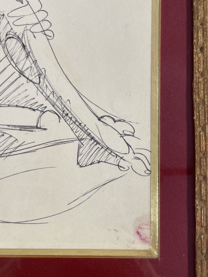 André LHOTE (1885-1952) (04433) - Femme nue allongée - Stylo bille sur papier,…