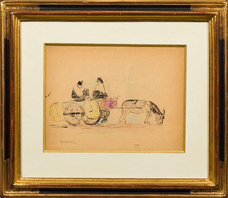 CHARLES CAMOIN (1879-1965) - Charrette - Encre de Chine et crayons de couleur s…