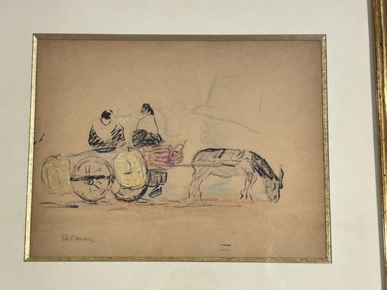 CHARLES CAMOIN (1879-1965) - Charrette - Encre de Chine et crayons de couleur s…