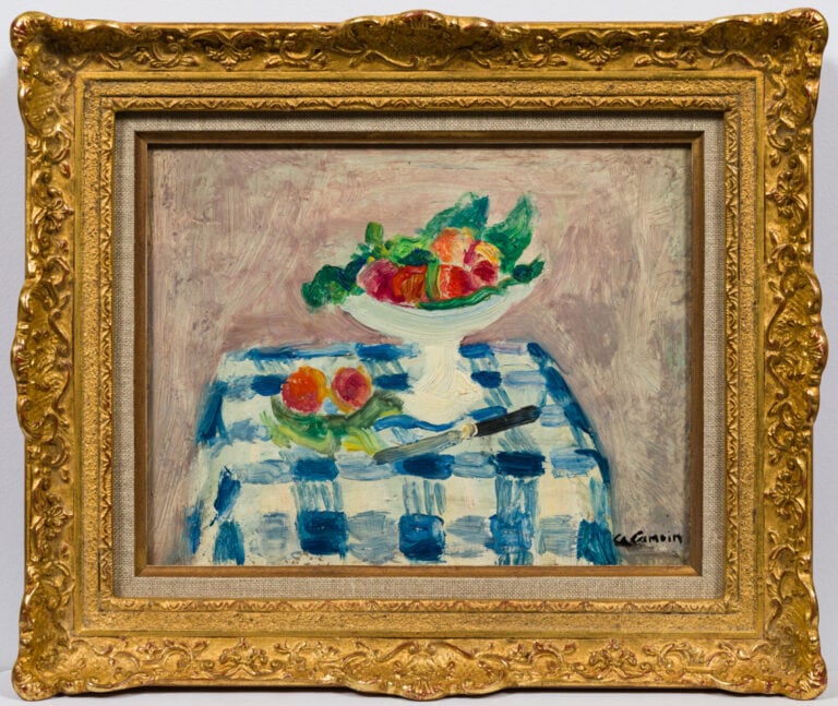 Charles CAMOIN (1879-1965) - Compotier de fruits - Huile sur carton, cachet d'a…