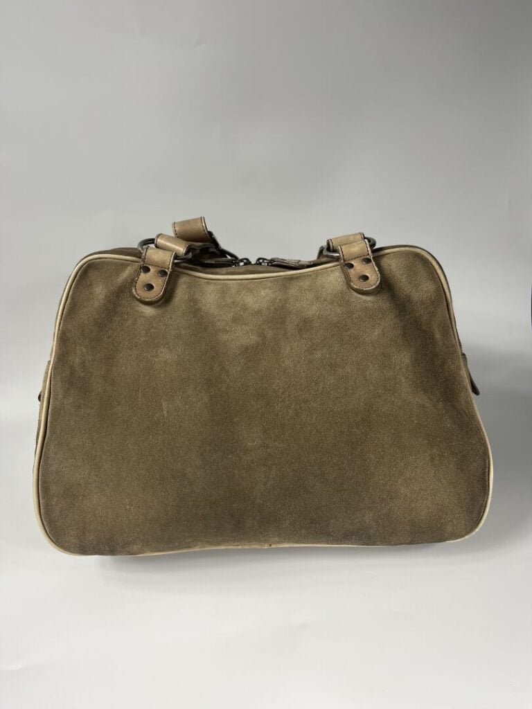 CHRISTIAN DIOR - Sac en peau marron et cuir beige, double anse en cuir coordonn…