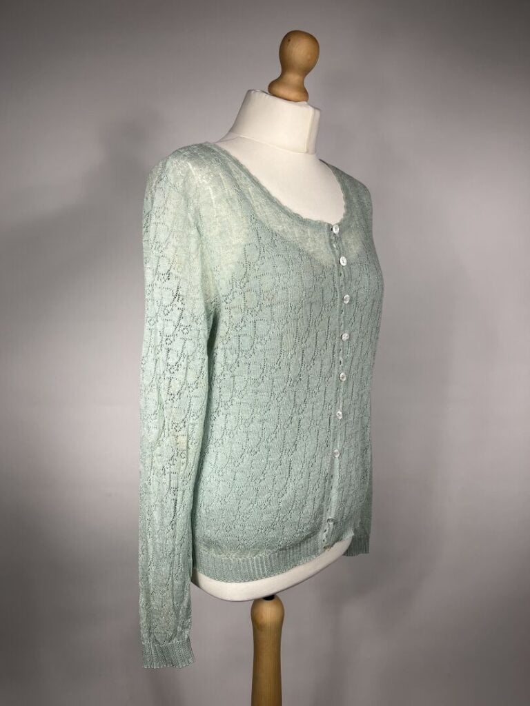 CHRISTIAN DIOR - Twin-set en jersey de coton ajouré et entièrement siglé vert d…