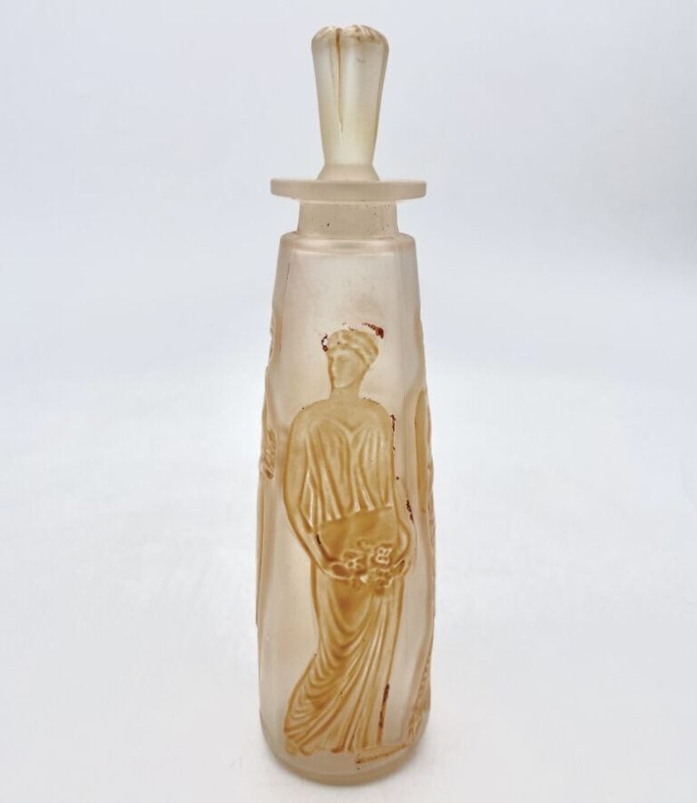 COTY, "Ambre antique", flacon de René Lalique, bouchon émeri - H. 15 cm