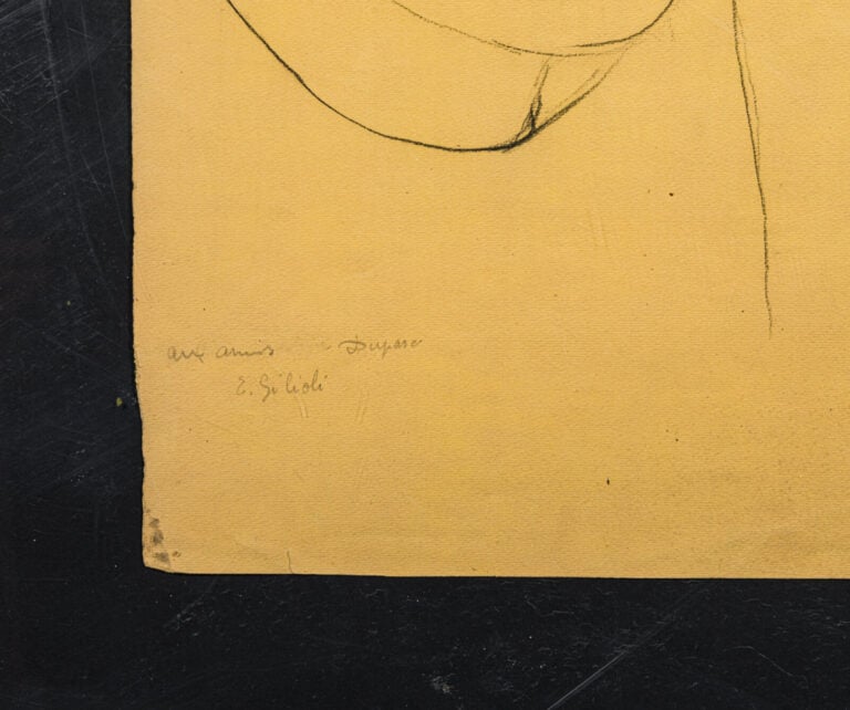 Émile GILIOLI (1911-1977) - Visage - Fusain sur papier beige, signé et dédicacé…