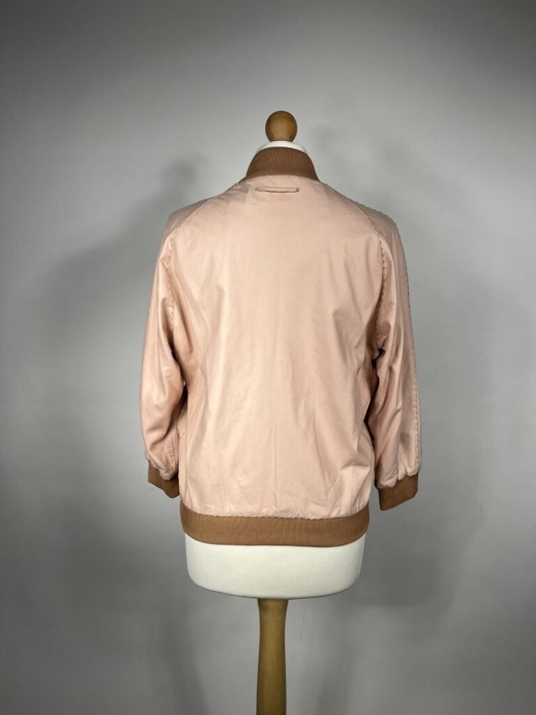 JEAN PAUL GAULTIER Femme - Bomber en agneau plongé rose surpiqué, col et poigne…