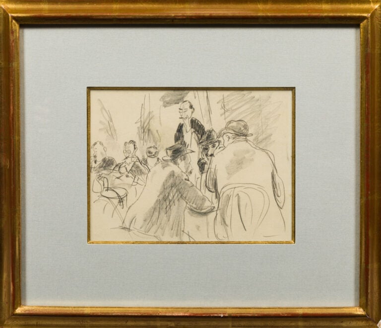 JULES PASCIN (1885-1930) - Scène de café - Crayon et estompage sur papier, cach…