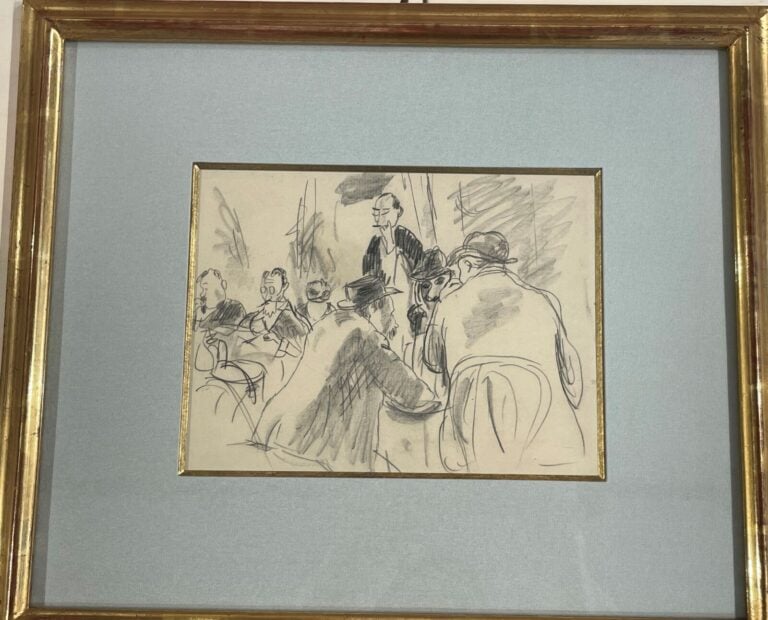 JULES PASCIN (1885-1930) - Scène de café - Crayon et estompage sur papier, cach…
