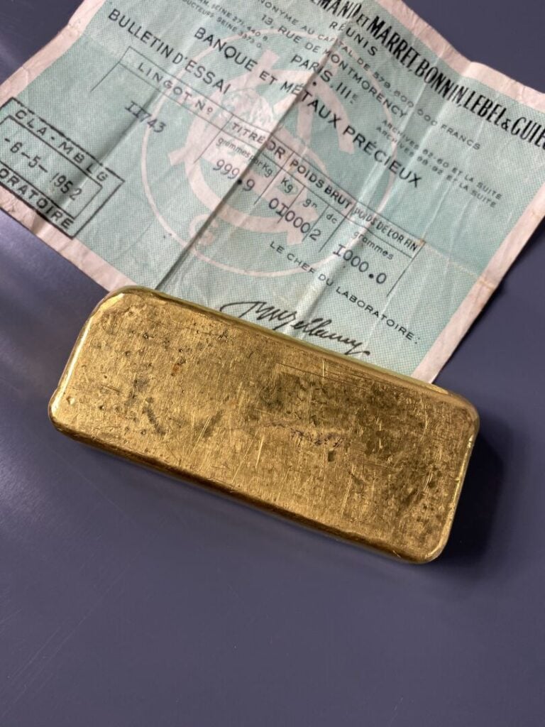 Lingot d'or 1 kg (999.9 g), numéroté 11743 - Avec bulletin - SUR DESIGNATION